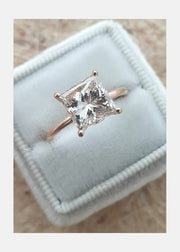 2.08 CT Princess Cut Solitaire Style Moissanite Engagement Ring - Barbara Maison 