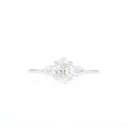 0.84-1.91 CT Oval Cut 3 Stones Moissanite Engagement Ring - Barbara Maison 