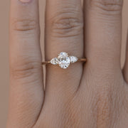 0.84-1.91 CT Oval Cut 3 Stones Moissanite Engagement Ring - Barbara Maison 