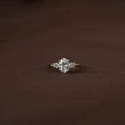 0.84-1.91 CT Oval Cut 3 Stones Moissanite Engagement Ring - Barbara Maison 