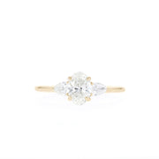 0.84-1.91 CT Oval Cut 3 Stones Moissanite Engagement Ring - Barbara Maison 