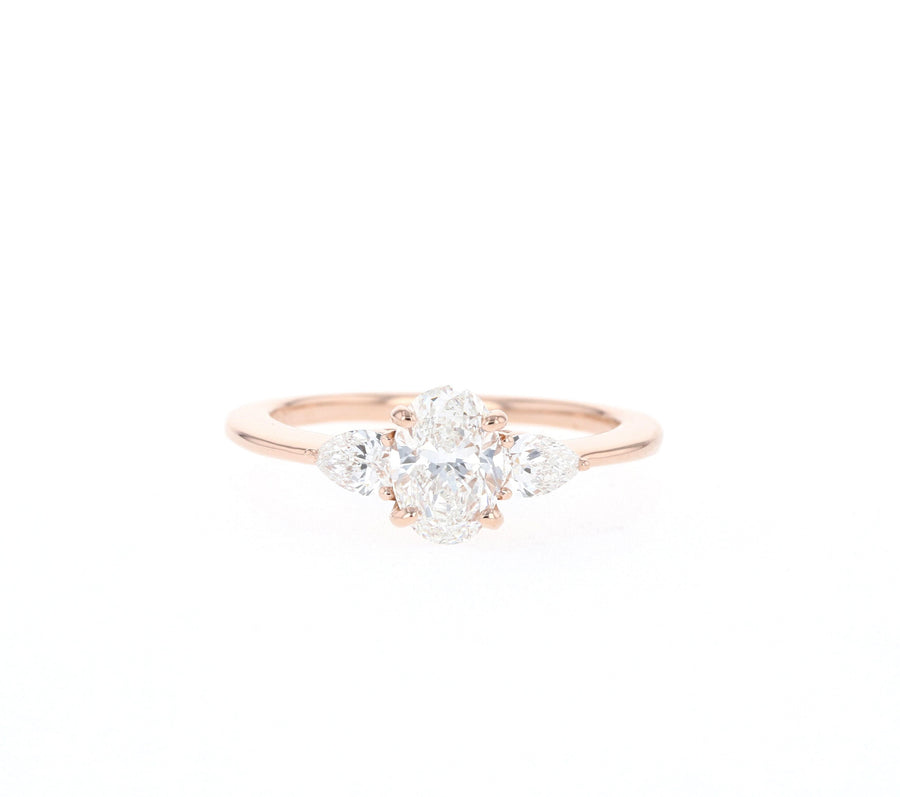 0.84-1.91 CT Oval Cut 3 Stones Moissanite Engagement Ring - Barbara Maison 