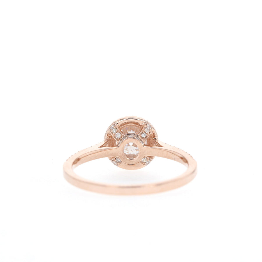 1.0 CT Round Cut Halo & Pave Moissanite Engagement Ring - Barbara Maison 