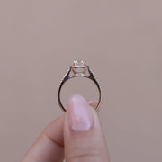 1.0 CT Round Cut Halo & Pave Moissanite Engagement Ring - Barbara Maison 