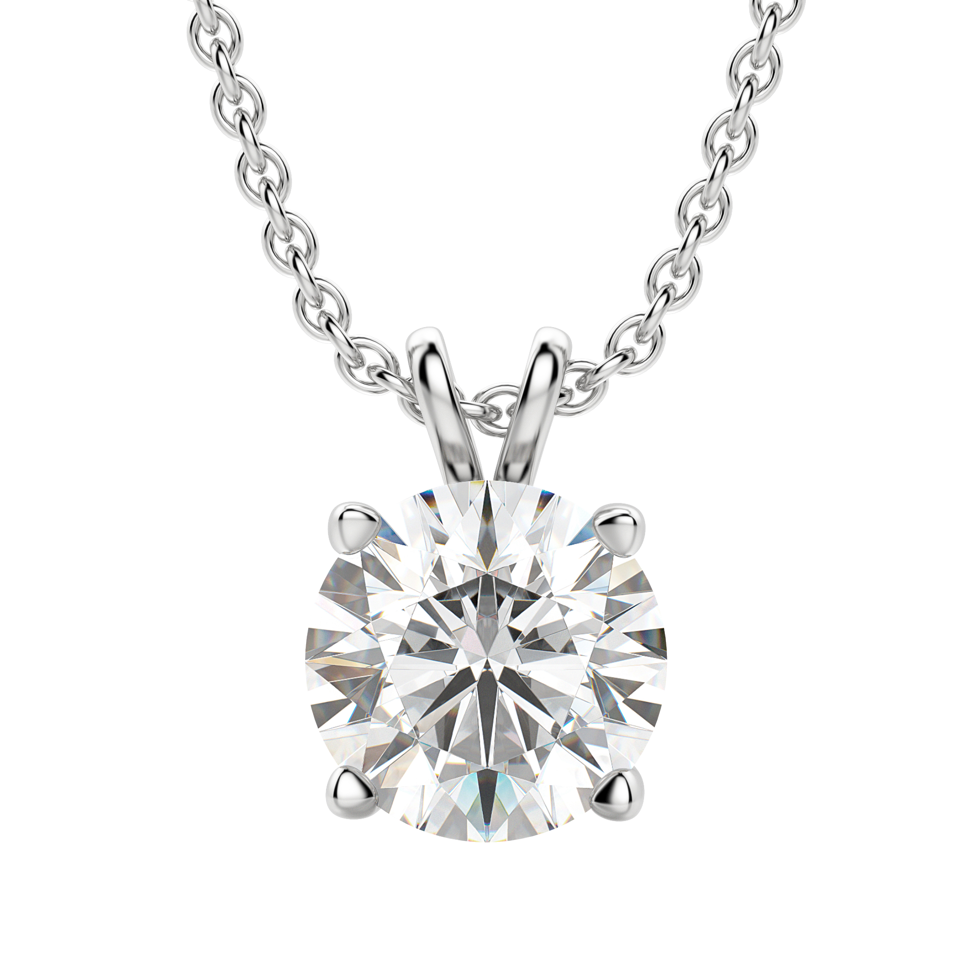 0.25 CT-1.0 CT Round Solitaire CVD F/VS Diamond Necklace - Barbara Maison 