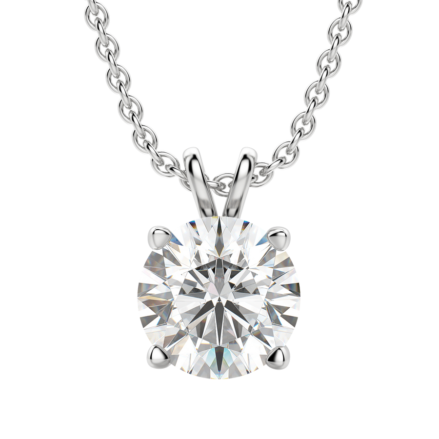0.25 CT-1.0 CT Round Solitaire CVD F/VS Diamond Necklace - Barbara Maison 