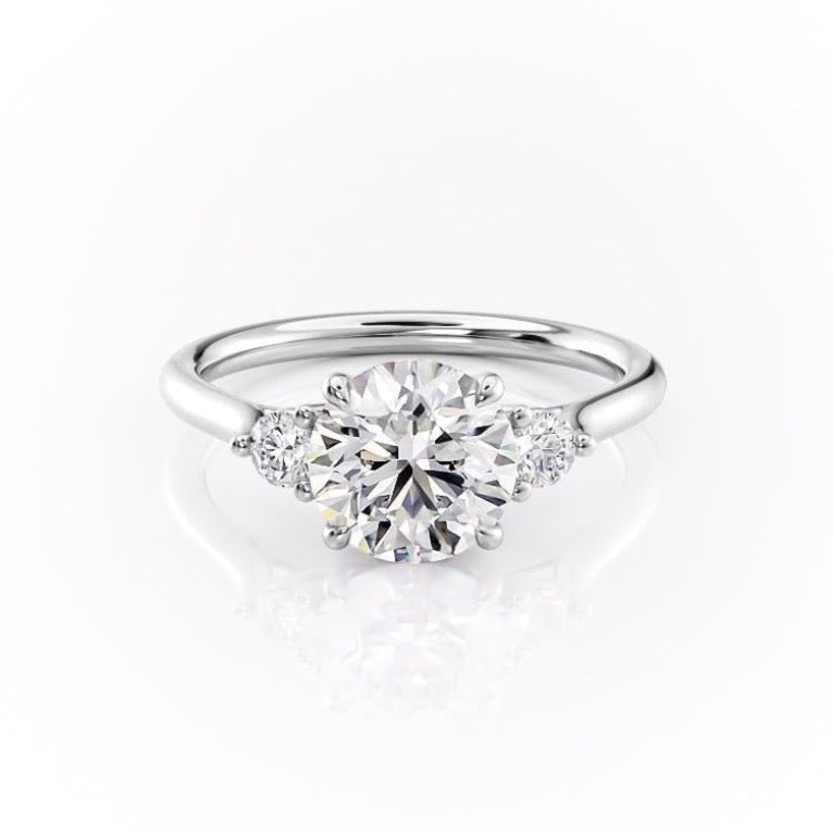 1.60 CT Round Cut Three Stone Moissanite Engagement Ring - Barbara Maison 
