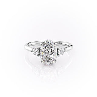 2.72 CT Oval Cut Three Stone Moissanite Engagement Ring - Barbara Maison 