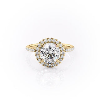 1.90 CT Round Cut Halo Pave Setting Moissanite Engagement Ring - Barbara Maison 