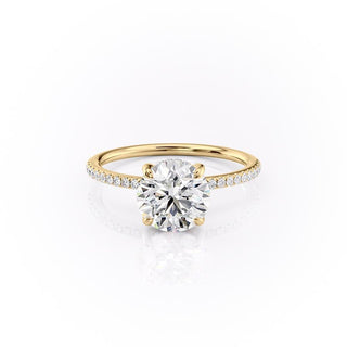 1.60 CT Round Cut Solitaire Pave Setting Moissanite Engagement Ring - Barbara Maison 