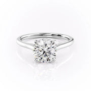 1.60 CT Round Cut Solitaire Hidden Halo Setting Moissanite Engagement Ring - Barbara Maison 
