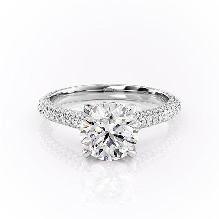 1.60 CT Round Cut Hidden Halo Triple Pave Moissanite Engagement Ring - Barbara Maison 