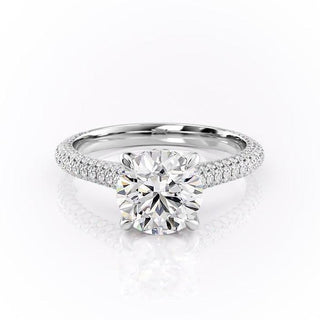 1.60 CT Round Cut Hidden Halo Triple Pave Moissanite Engagement Ring - Barbara Maison 