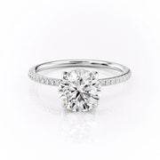 1.60 CT Round Cut Solitaire Pave Setting Moissanite Engagement Ring - Barbara Maison 