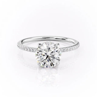 1.60 CT Round Cut Solitaire Pave Setting Moissanite Engagement Ring - Barbara Maison 