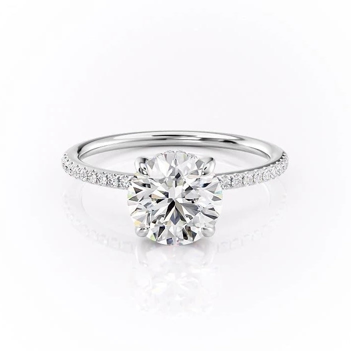1.60 CT Round Cut Solitaire Pave Setting Moissanite Engagement Ring - Barbara Maison 
