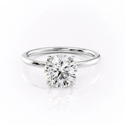1.90 CT Round Cut Solitaire Hidden Halo Setting Moissanite Engagement Ring - Barbara Maison 