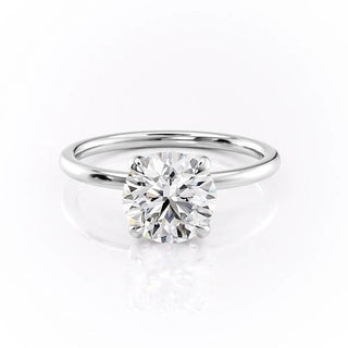 1.90 CT Round Cut Solitaire Hidden Halo Setting Moissanite Engagement Ring - Barbara Maison 