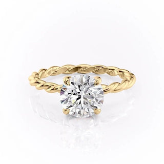 1.60 CT Round Cut Solitaire Twisted Rope Moissanite Engagement Ring - Barbara Maison 