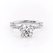 1.60 CT Round Cut Milgrain Solitaire Style Moissanite Engagement Ring - Barbara Maison 