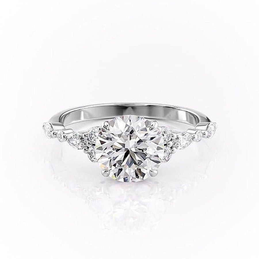 1.60 CT Round Cut Cluster Style Moissanite Engagement Ring - Barbara Maison 