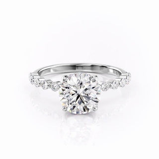 1.60 CT Round Cut Hidden Halo Pave Setting Moissanite Engagement Ring - Barbara Maison 