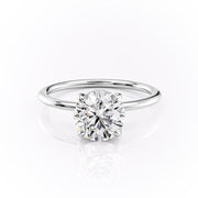 1.6 CT Round Cut Solitaire Hidden Halo Setting Moissanite Engagement Ring - Barbara Maison 