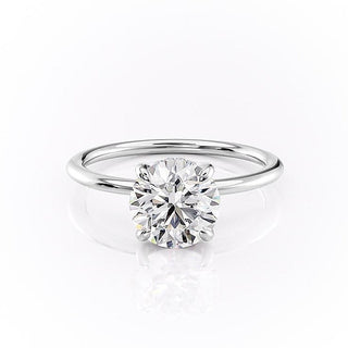 1.6 CT Round Cut Solitaire Hidden Halo Setting Moissanite Engagement Ring - Barbara Maison 