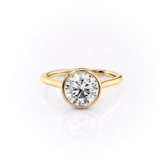 1.60 CT Round Cut Bezel Solitaire Moissanite Engagement Ring - Barbara Maison 