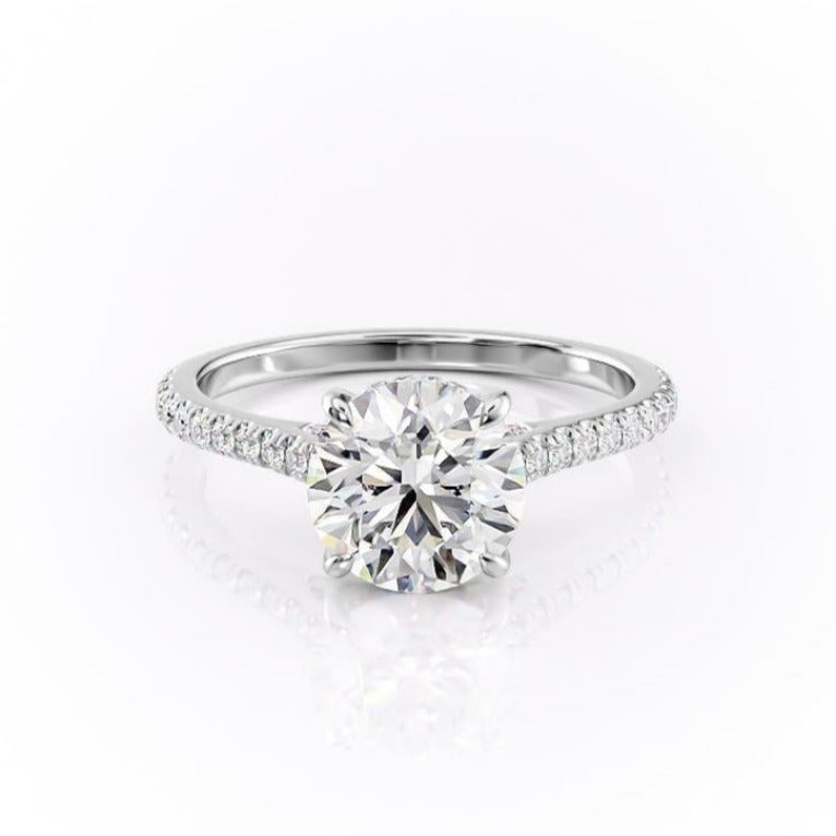 1.60 CT Round Cut Solitaire Pave Setting Moissanite Engagement Ring - Barbara Maison 