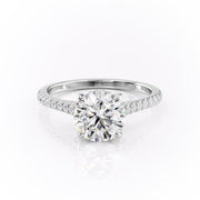 1.60 CT Round Cut Solitaire Pave Setting Moissanite Engagement Ring - Barbara Maison 