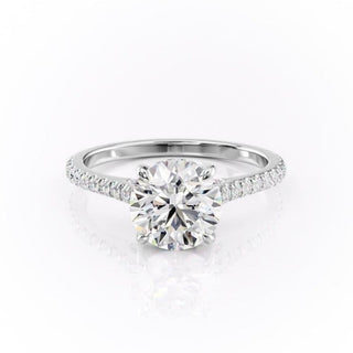 1.60 CT Round Cut Solitaire Pave Setting Moissanite Engagement Ring - Barbara Maison 