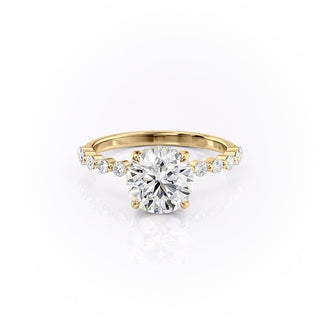 1.60 CT Round Cut Hidden Halo Pave Setting Moissanite Engagement Ring - Barbara Maison 