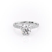1.60 CT Round Cut Solitaire Pave Setting Moissanite Engagement Ring - Barbara Maison 