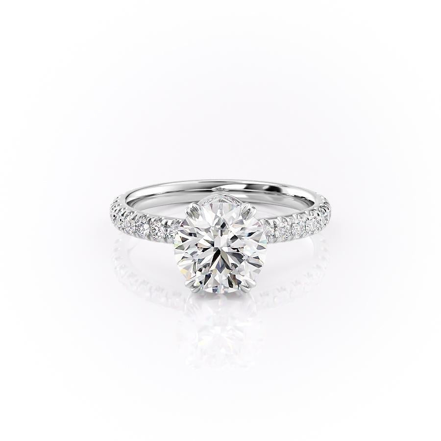 1.60 CT Round Cut Solitaire Pave Setting Moissanite Engagement Ring - Barbara Maison 