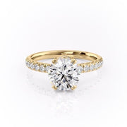 1.60 CT Round Cut Solitaire Pave Setting Moissanite Engagement Ring - Barbara Maison 