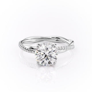 1.60 CT Round Cut Solitaire Twisted Pave Moissanite Engagement Ring - Barbara Maison 