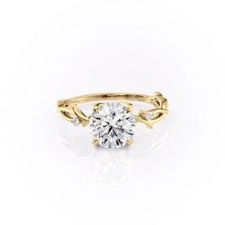 1.90 CT Round Cut Solitaire Twig Style Moissanite Engagement Ring - Barbara Maison 