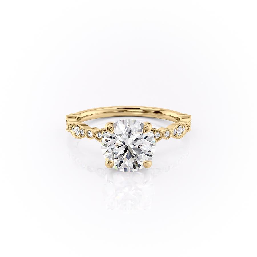 1.60 CT Round Cut Milgrain Solitaire Style Moissanite Engagement Ring - Barbara Maison 