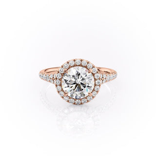 1.60 CT Round Cut Halo Split Shank Setting Moissanite Engagement Ring - Barbara Maison 