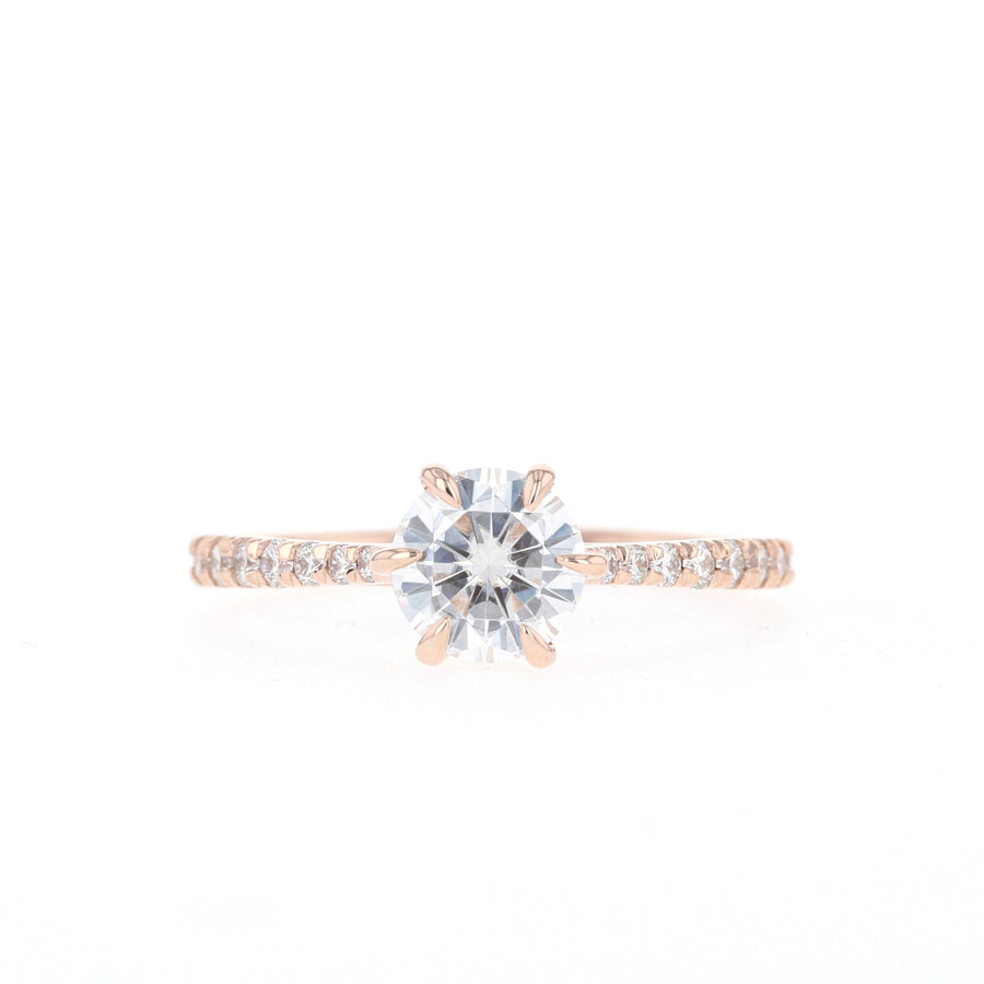 1.0 CT Round Cut Solitaire Moissanite Engagement Ring - Barbara Maison 