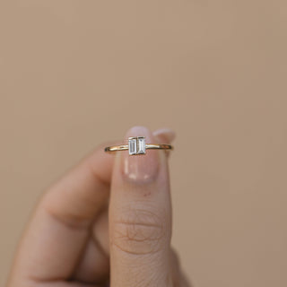 Baguette Solitaire Moissanite Engagement Ring