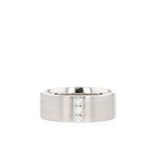 Satin-Finish Stone Setting White Gold Men's Band - Barbara Maison 