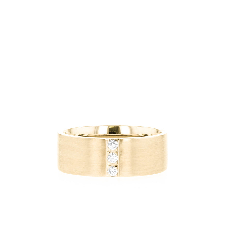 Satin-Finish Stone Setting White Gold Men's Band - Barbara Maison 