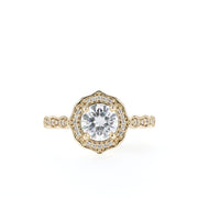1 CT Round Cut Halo & Pave Moissanite Engagement Ring - Barbara Maison 