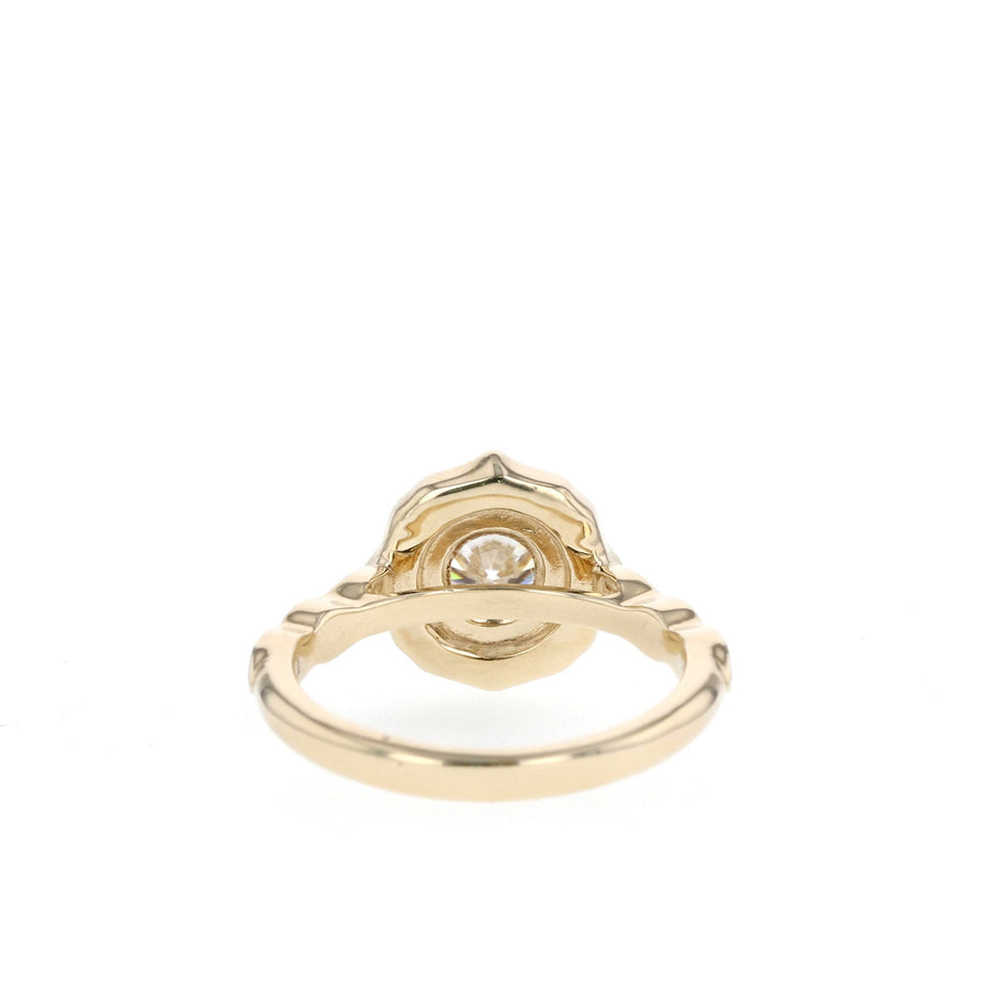 1 CT Round Cut Halo & Pave Moissanite Engagement Ring - Barbara Maison 