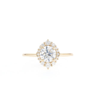 1 CT Round Cut Halo Moissanite Engagement Ring - Barbara Maison 