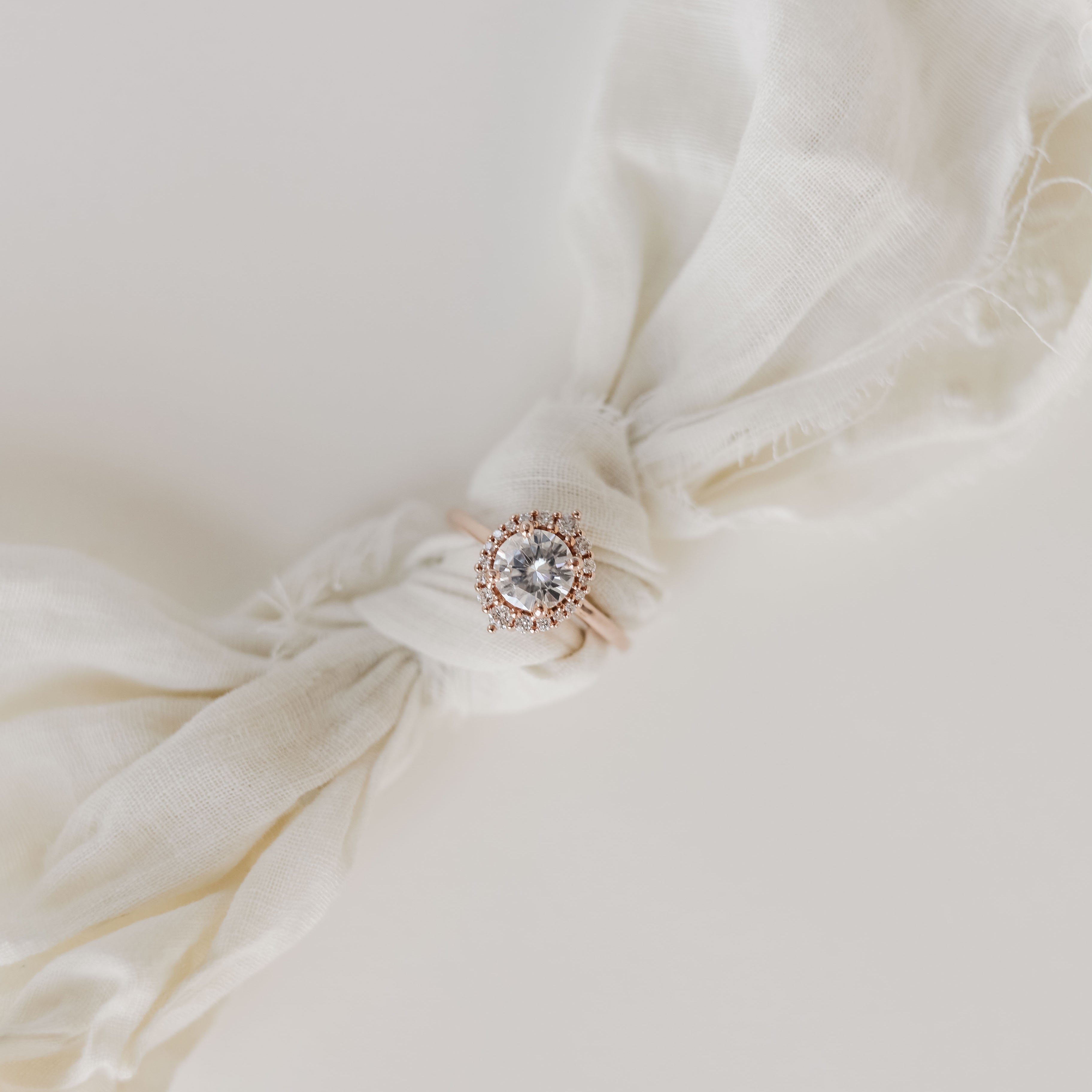 1 CT Round Cut Halo Moissanite Engagement Ring - Barbara Maison 