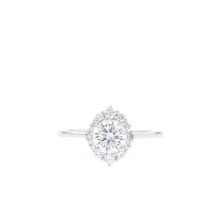 1 CT Round Cut Halo Moissanite Engagement Ring - Barbara Maison 