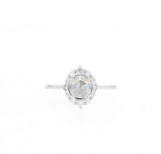 0.56 CT Round Rose Cut Halo Moissanite Engagement Ring - Barbara Maison 